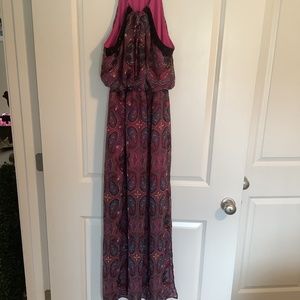 Loter 8 Ladies Lined Paisley Maxi Dress Fuchsia/ Blue/ Black Size L